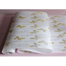 Бумага Крафт белая "Бабочки" жёлтый, 70 см, 400гр, 70г/м2