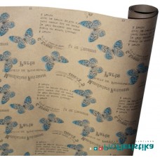 Бумага Крафт "Бабочки" синий, 70 см, 400гр, 70г/м2