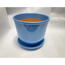 Горшок керамика с поддоном 7л (голубой)