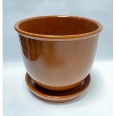 Горшок керамика с поддоном 3л (коричневый)