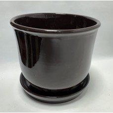 Горшок керамика с поддоном 3л (тёмно-коричневый)