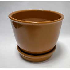 Горшок керамика с поддоном 1,5л (коричневый)