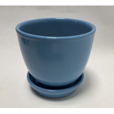 Горшок керамика с поддоном 0,5л (голубой)