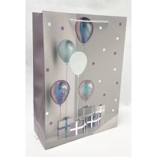 Пакет подарочный Воздушные шарики, 30x41,5x12см, серебро