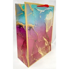 Пакет подарочный Мрамор, 32x45x15см, красно-голубой