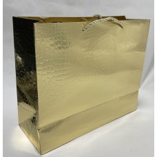 Пакет подарочный Кожа крокодила, 32x26x12см, золото