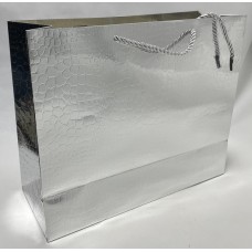 Пакет подарочный Кожа крокодила, 32x26x12см, серебро