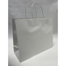 Пакет подарочный крафт белый, 32x26x12см