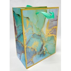 Пакет подарочный Мрамор, 18x23x10см, зелёно-серый