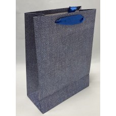 Пакет подарочный крафт синий с узором, 18x23x10см