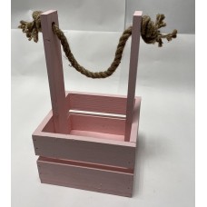 Ящик под половину кирпича флористической пены (розовый) (ручка верёвка)